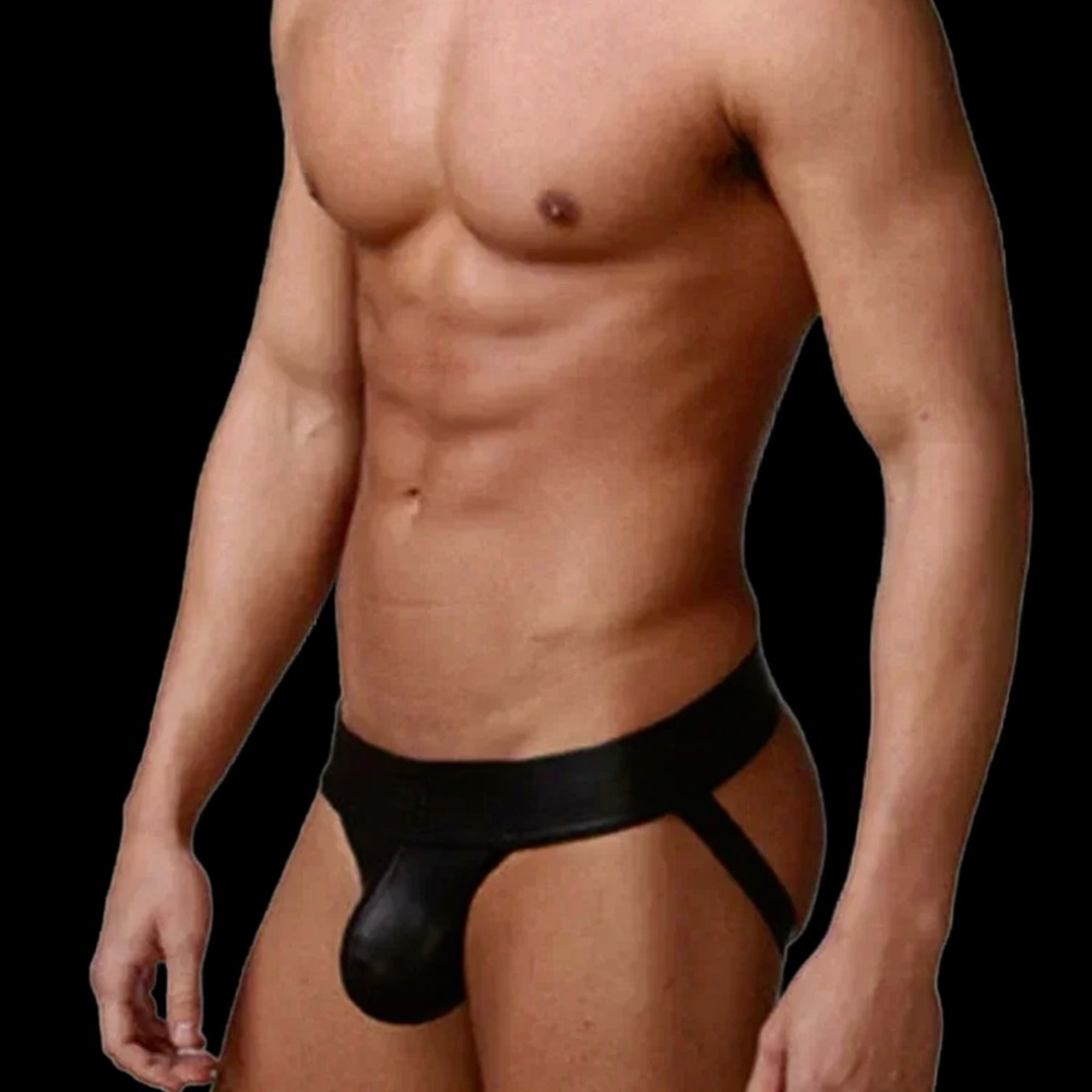 PU Faux Leather Underwear Men's Jockstrap